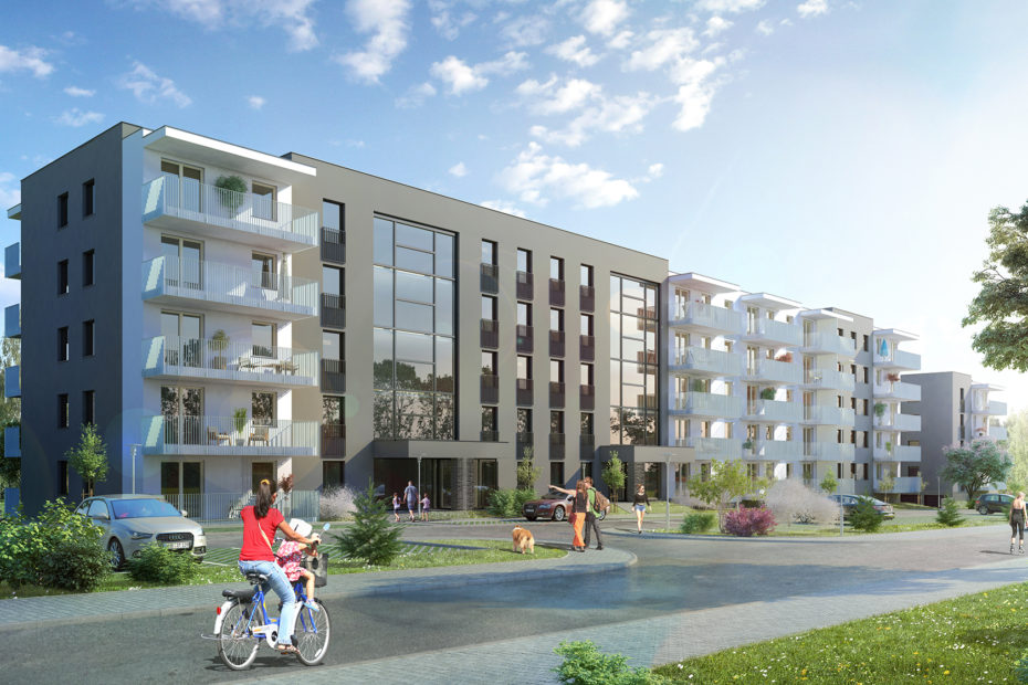 Nowy budynek - wizualizacja inwestycji mieszkaniowej w Lublinie. Nowe mieszkania na sprzedaż, budynek Willowa 2.
